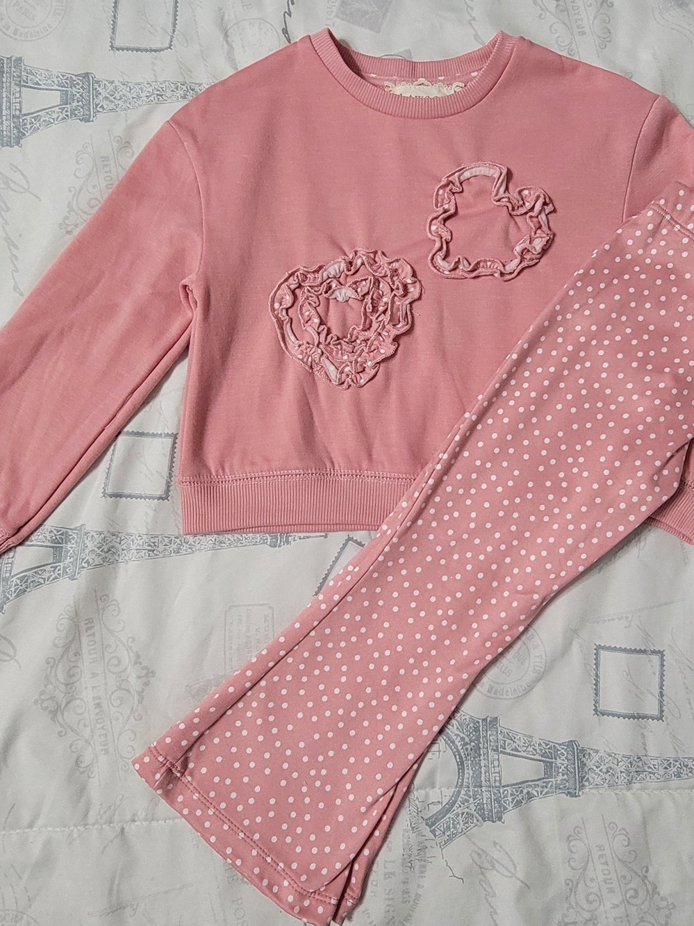 Girls' Pink Heart Ruffle Set